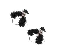 Beavorty 2 Pezzi Cerchietto Halloween con Teschio e Fiori Realistici Accessorio Cosplay per Donne Fascia per Mascherata e Dei Morti