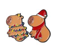 Beavorty 2 Pezzi Spilla capibara dei cartoni animati spille divertenti simpatico distintivo di animali spilla da ragazza spilla di abbigliamento dei cartoni animati spille da bavero lega