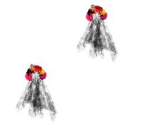 Beavorty 2 Pz Fascia per ragnatela halloween hallowen disguise ragnatele fascia del cranio copricapo di fiori con velo fasce per feste spaventose fasce per feste da donna tessuto