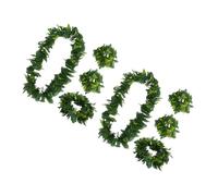 Beavorty 2 Set Ghirlande Hawaiane con Foglie Artificiali Fasce Elastiche Collane e Braccialetti per Feste Estive Tropicali Accessori e Luau Naturale