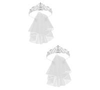 Beavorty 2 Set Set di velo da sposa per la sposa principessa Accessori per la sposa accessori per da sposa copricapo elegante filato