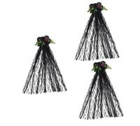 Beavorty 3 Pz fascia rosa copricapo halloween hair charms veli neri dei fiori morti della fascia arredamento retrò cerchi per retrò accessorio per tessuto