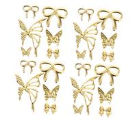 Beavorty 300 Pezzi Charms per Unghie in Metallo Dorato Farfalle e Fiocchi Leggeri per Nail Art Decorazioni Resistenti allo Sbiadimento per Cerimonie e Quotidiano