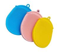 Beavorty 3pezzi Spazzola Corpo Silicone Doppia Faccia Scrub Corpo Portatile Setole Morbide e Gomma Esfoliante Doccia Posteriore Per Pulizia Quotidiana e Massaggio Cutaneo