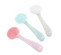 Beavorty 3pezzi Spazzola Per Viso in Silicone Alimentare Per Pulizia Profonda Spazzola Detergente Manico Lungo Scrub Per Viso Contro i Punti Neri