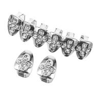 Beavorty 4 Set Brettura d'oro a diamanti griglie per digrignare i orale adornare Gioielli rapper da uomo gioielli per Accessori per griglia rame Argento
