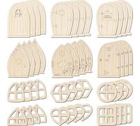Beavorty 48 Porte delle Fate in Legno Non Verniciate, Set Fai da Te per Decorazioni da Giardino, Accessori Artigianali Leggeri e Resistenti