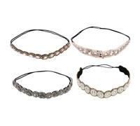 Beavorty 4pezzi Fascia Elastica Per Capelli Con Perle e Strass Accessori Per Capelli Per Bambina e Donna Antiscivolo Senza Segni