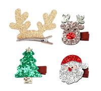 Beavorty 4pezzi Fermagli Per Capelli Glitter Natalizi Di Forcine Temi Di Natale Accessori Per Capelli Per Bambine Forme Di Albero e Babbo Natale