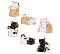 Beavorty 6 Pezzi spilla gatto Carino chiave numero smalto Ciondolo arredamento spilla perno dei cartoni animati spilla per zaino estetica spilla animale per le donne lega