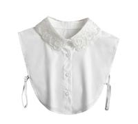Beavorty Accessori Per Colletti Finti Increspare Colore Colletto Dickey Ricamato Donna Lavoro Colletto Per Il Vestito Elegante Di Moda Pizzo Blu Collare Falso Per Impostore Cotone Bianca