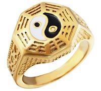 Beavorty Anello in Acciaio Tai Titanio Anelli Moda Rings for Men Fashion Anelli Vintage Da Anelli Da Alla Moda Anelli Cinesi Gli Uomini Suonano Acciaio Al Titanio D'oro