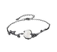 Beavorty Bracciale Donna Argento Personalizzabile Fiore in Quarzo Bianco Leggero e Resistente Design Catena Estesa Per Uso Quotidiano e Occasioni Speciali
