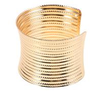 Beavorty Bracciale Rigido in Ferro Aperto Texture a Righe Dorate, Versatile Polsino Metallico per Outfit Casual e Formali da Donna