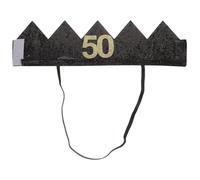 Beavorty Cappello a Corona Decorativa da Compleanno Nero e Oro Design Spesso, Cappellino Festa 50 Anni per Eventi e Foto, Copricapo Resistente e Confortevole per Feste Memorabili