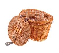 Beavorty Cestino per Bici in Vimini Marrone con Coperchio e Manico, Resistente e Leggero, per Escursioni e Spesa in Bicicletta