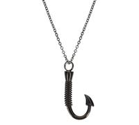 Beavorty Collana Ciondolo Gancio da Pesca in Acciaio Inossidabile per Ceneri, Spazio Piccolo e Comfort, Gioiello Funebre Elegante per Donne Nero