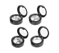 Beavorty Custodia 4 Vuota Ombretti per in Plastica Nera e Portatile 3 Scomparti Rotondi Trasparenti per Make Up On-the-go