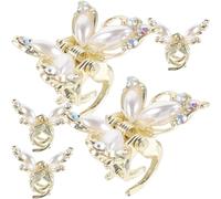 Beavorty Fermagli per Chioma Donna 5 Pezzi a Farfalla in Lega, Mini Mollette Perle per Acconciature Eleganti, Accessori per Chioma per Feste e Uscite