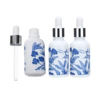 Beavorty Flaconi Contagocce Olio Essenziale in Ceramica Bianca e Blu 30ml Set Da 3 Pezzi Bottiglie Piccole Per Viaggio e Aromaterapia Uso Multiplo
