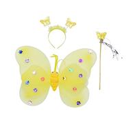 Beavorty Giocattolo di farfalla a doppio costume da ala di fata farfalla costume da farfalla per di fata per ragazze le delle fate vestono stoffa Giallo
