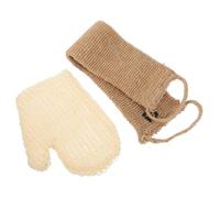 Beavorty Guanto Esfoliante per Doccia e Asciugamano Lavatrice Posteriore Set 2 Pezzi 60x11 Cm in Fibra Naturale Rimuove Impurità Corpo per Uomo e Donna Bagno Completo