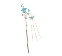 Beavorty Hair Clasp Stick Vintage Chinese Enamel Hairpin With Floral Metal Design Retro Styling Pin For Womens Hanfu And Chignon Hairstyle