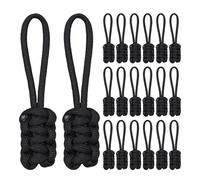 Beavorty Kit 20 Pezzi Tiretti per Cerniere Neri in Nylon Estensori in Paracord Antiscivolo Set di Riparazione Cursori per Zaini Bagagli e Giacche Installazione Rapida e Alta Resistenza