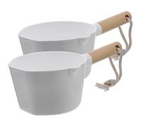 Beavorty Mestolo da Cucina in Legno Manico e Corda per Appendere, Capacità Grande, Set da 2 Pezzi, Utensili per Cucina per Casa e Ristorante