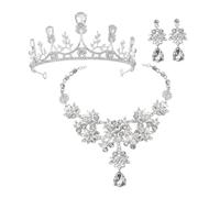 Beavorty Orecchini e Collana Per Bambine Per Compleanno Collana Orecchini Per Bambine Corone Nuziali Set Per Ragazze Corone e