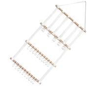 Beavorty Organizzatore per Cerchietti e Accessori Chioma in Legno Bianco 6 Asticelle e 30 Ganci, Supporto a Muro per Decorazioni e Storage per Bambine