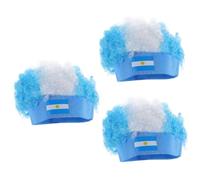 Beavorty Parrucca Da 3 Pezzi Con Bandiera Nazionale Da Tifoso Di Calcio Da Clown Con Ornamento Creativo Copricapo Finto Per Cosplay