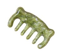 Beavorty Pettine Massaggiante per Capelli in Verde Pietra Verde per Capelluto Strumento Portatile Guasha per Cura dei Capelli