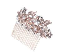 Beavorty Pettine Per Da Sposa Da Donna Con Strass Con Pettini Laterali Accessori Per Da Sposa in Lega Di Oro Rosa Lucidato