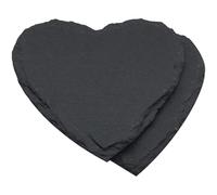 Beavorty Piatto da Dessert in Ardesia Nera Forma Cuore 20x20 Cm Set 2 Pezzi, Piatto da Portata Naturale per Bistecche e Insalate, Forniture la Casa, per Ristoranti e Uso Domestico