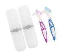 Beavorty Set 2 Spazzolini Da Per Protesi Doppio Lato Mini Portatile Custodia Per Pulizia Pratica Di Dentiera, Usati Per Protesi Parziali e Complete, Per Pulizia Orale Domestica e in Viaggio