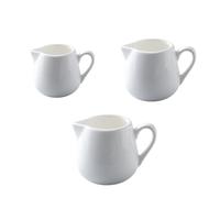 Beavorty Set 3 Pezzi Brocche per Latte in Ceramica Bianca da 50ml 100ml 240ml Manico Superficie Liscia senza Bave per Casa e Ristorante Occidentale
