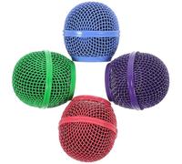 Beavorty Set 4 Pezzi Testa Griglia Microfono in Metallo Colorata, Ricambio Parabrezza per Microfono Cablato e Wireless, Accessori per Performance e Registrazioni