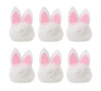 Beavorty Set 6 Mini Coniglietti Pasquali in Pompon con Orecchie di Peluche, Decorazioni Fai da Te per Ghirlande e Fermagli per Chioma, Accessori Primaverili per Feste e Artigianato