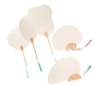 Beavorty Set da 5 Ventagli Rotondi Cinesi Fai da Te in Carta di Riso e Legno, Ventagli Vuoti a Doppia Faccia per Pittura Creativa, Ventaglio Rosso per Disegno e Artigianato Colore Casuale