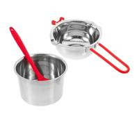 Beavorty Set Pentola Bagnomaria in Acciaio Inox 201 600ml Doppia Caldaia 16cm e Spatola, Manico Isolante Antiscottatura per Sciogliere Cioccolato, Cera e Formaggi - Uso Colore Casuale