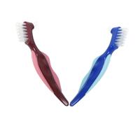 Beavorty Spazzolini Per Dentiere Doppia Faccia 2 Pezzi Set Rosso e Blu in Pp e Nylon, Spazzola Per La Pulizia Delle Protesi Dentarie Resistente e Portatile, Per Pulizia Quotidiana e Da Viaggio