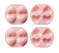 Beavorty Stampo in Silicone a 4 Cavità Forma Cuore per Madeleine e Biscotti, Set da 4 Pezzi Antiaderente, Adatto per Dolci, Torte e Dessert Fatti in Casa