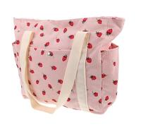 Beavorty Strawberry Small Shoulder Purse Corduroy Lightweight Tote Bag With Side Pocket For Womens Spring Summer Work Travel Compact And Fashionable Shopping Handbag