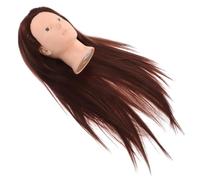 Beavorty Testa Manichino Per Parrucchieri Con Capelli Sintetici Alta Temperatura Per Pratica Acconciature e Trucco Professionale Per Scuole Di Bellezza e Saloni Marrone Scuro Naturale