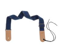 Beavorty Tracolla per Ukulele in Cotone e Vera Pelle Blu Fibbia in Metallo Regolabile, Cinturino per Chitarra Cuciture Resistenti, Accessorio Confortevole per Uso Prolungato
