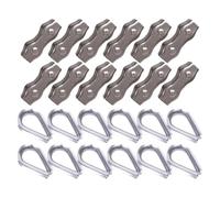 BEAZOOM 12PCS 304 per Acciaio Inox per Duplex Corda Filo Clip e Ditale Kit M2 M4 M5 Morsetto per Cavo Rigging Costruzione per MarineM3