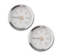BEAZOOM 2 termometri bimetallici da 63 mm, 0 - 120 °C, in acciaio inox, con morsetto, con molla