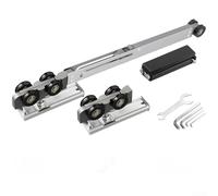 BEAZOOM Binario scorrevole per porta a scomparsa con doppio tampone, guida regolabile in lega di alluminio di nylon per porte in legno, nero (C)