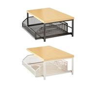 BEAZOOM Carrello da cucina compatto con cestello inferiore, supporto stabile per microonde con ruote bloccabili, ripiano in metallo di montaggio, colore nero